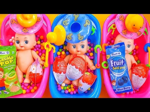 2-24 second Satisfying Video | Mixing FunnyCandy ASMR & Make Up in 3 Bathtubs with Magic M&M's, ep-9