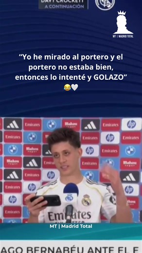 “Yo he mirado al portero y el portero no estaba bien, entonces lo intenté y GOLAZO” 😂🤍 #ardagüler #güler #realmadrid #realmadridfans #halamadrid #RM #madridistas #championsleague #ucl #santiagobernabeu #bernabeu #laliga #merengues