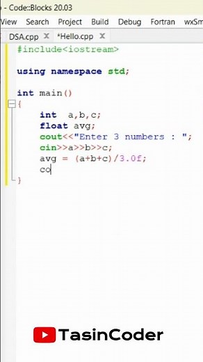 C++ program to calculate an average of 3 numbers | #coder #C++