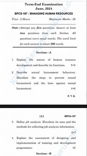 BPCS 187| Question paper| June 2024| # ignou # ignou exam # shorts