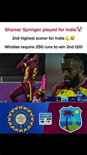 Springer 2nd Highest Scorer for India! 😱🇮🇳 WI Need 250 to Win!