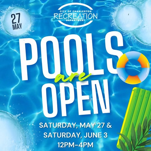 Our 3 seasonal pools are officially opening for the summer! Lap swim and rec swim will be available on Saturday, May 27 and Saturday, June 3 from 12-4pm. Stay tuned for the full summer pool schedules that will be released in early June! 💧 Herbert Hasell Pool (Downtown) 💧 James Island Pool (James Island) 💧 W.L. Stephens Pool (West Ashley) MLK Pool downtown will proceed with normal hours. Come make a splash with us to kick off summer! 💦 #thingstodoincharleston #chsrec #charlestonrecreation #me