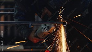 Power tools for grinding work. A lot of spectacular sparks