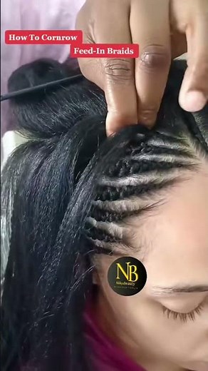 How to cornrow Feed-in braids 😍