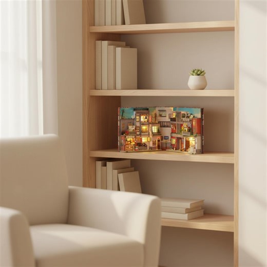 Japanese Book Nook Kit Miniature Street Scene Bookend Box LED Shelf Insert Library Decor - Etsy UK