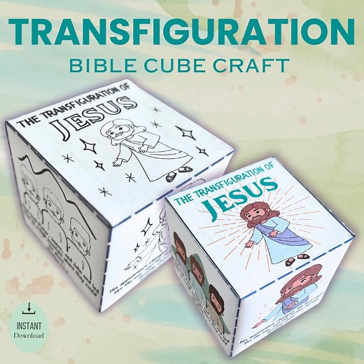 Transfiguration Lesson for Kids| Cube Craft| Printable Sunday School Bible Activity| Game| Paper Craft| Transfiguration DIY| New Testament - Etsy