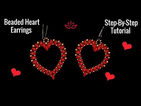 Heart Earrings with Superduo Beads || St. Valentine`s Day Tutorial