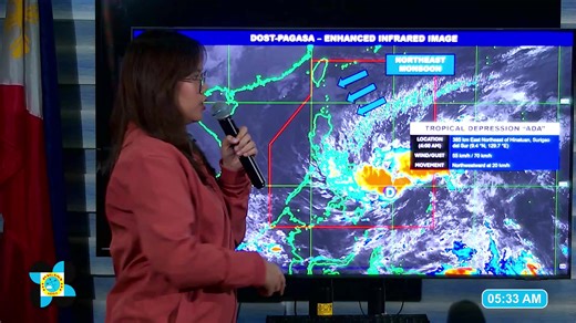 PRESS BRIEFING: Tropical Depression ADA issued at 5:00 AM | January 15, 2026 - Thursday DOST-PAGASA Weather Specialist : Chenel Dominguez #weatherreport #dostpagasa #AdaPH For more detailed information please visit these links: Tropical Cyclone Bulletin : https://bagong.pagasa.dost.gov.ph/tropical-cyclone/severe-weather-bulletin Weather Advisory : https://bagong.pagasa.dost.gov.ph/weather/weather-advisory Storm Surge Warning: https://bagong.pagasa.dost.gov.ph/tropical-cyclone/forecast-storm-surg