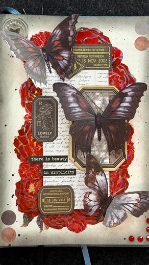 Tori Journal on Instagram: "ASMR journal Bloody Butterflies ♠️🍷🦋🩸♥️ Blue notebook from @thewashitapeshop 🌹♥️ Link 🔗 https://www.thewashitapeshop.com?aff=1625 🔗 Products names: WT Haze Blue Bullet Journal✨ 10% OFF - TORIJOURNAL10 🎁 Red flowers PET tape, stickers and tools from @journaldreamshop 💕✨ Link 🔗 https://journaldream.com/?ref=TORIJOURNAL 🔗 Product names and codes: The flowers are blooming Laser Gold PET Tape TP529-1-03 ; 6PCS Polka dot party series sticker ERK49-01 ; Medieval Le