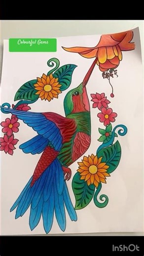HummingBird Coloring Tutorial //Transforming A Hummingbird Outline into a Masterpiece//Shorts