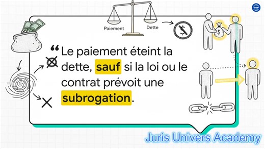 La subrogation personnelle : Comprendre ce mécanisme clé du droit des obligations. Payer la dette d’autrui - Tout savoir sur la subrogation personnelle. Comment une personne qui paie la dette d’un tiers peut-elle récupérer les droits du créancier ? Cette vidéo décrypte le mécanisme de la subrogation personnelle, une notion fondamentale du droit des obligations qui permet à celui qui paie (le subrogé) de prendre la place du créancier original (le subrogeant) pour se retourner contre le débiteur. 