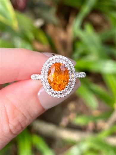 Orange Garnet Gemstone Ring - Etsy