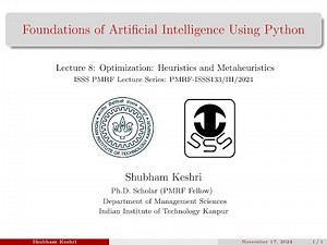 AI Course | Lecture 8: Optimization: Heuristics & Metaheuristics (Single-Solution Metaheuristics)