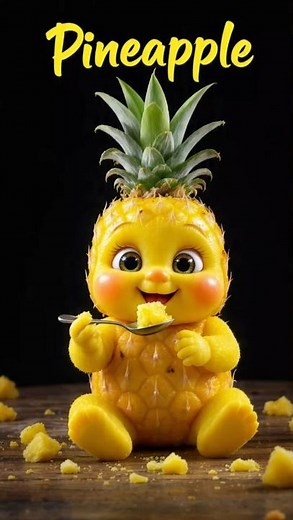 Look How Cute 😍 Pineapple Baby Tastes Tiny Slice! 🍍😂 #shorts