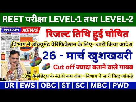 REET Level-1 Cut off 2026 | REET Level-2 Cut off 2026 | REET LATEST NEWS TODAY | REET LATEST UPDATE