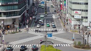 Kyoto busy street with crosswalks time lapse - Free Stock Video