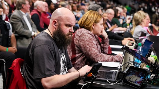 Hudson Jacobs, director of video services for South Carolina, Dawn Staley