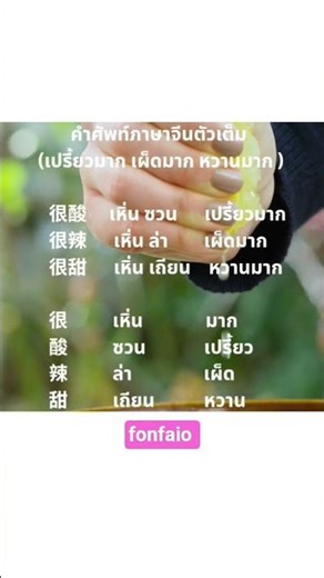 คำศัพท์ภาษาจีนตัวเต็ม (เปรี้ยวมาก เผ็ดมาก หวานมาก )
