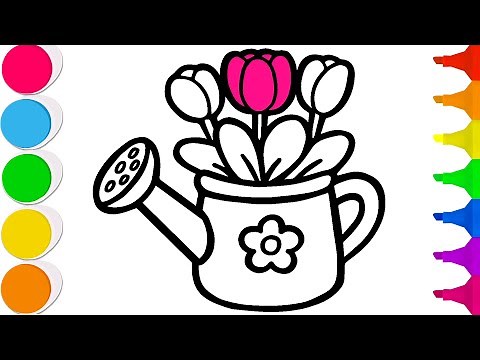 How to Draw and Color a Beautiful Flower Pot | Step by Step Drawing Tutorial