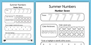 Summer Numbers: Number Seven Math Worksheet