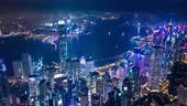 Aerial Hyper lapse or Time Lapse of Building Exterior Downtown...