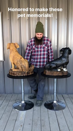 Two dog memorials completed just in time for Christmas. Golden retriever mix and basset lab. It’s an honor to create these! | RLH Wood Sculptures - Richard L. Hamilton