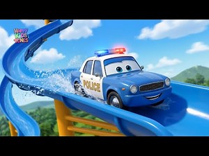 Street Vehicles on the Slide! 🛝 Learn Colors with Ball Pit | Fire Truck, Police Car & School Bus