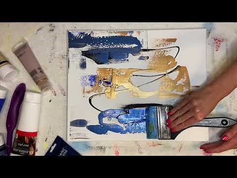Demonstration of abstract painting using acrylic paint and a spatula, on canvas.
