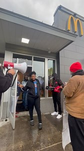 On May 18, McDonald's workers WALKED OUT at at 2425 E 79th Street in Chicago. Brea, one of the strikers, says it's because the company is doing things like scheduling her for 8 hours, and they only letting her work one. This makes it hard to pay her bills. And that McDonald's is actually breaking a rule — the Chicago Fair Workweek rule. More workers have walked out since in Miami, Detroit, and California. May 26 is McDonald's shareholder meeting. It's time they listen to us! #UnionsForAll #Fight