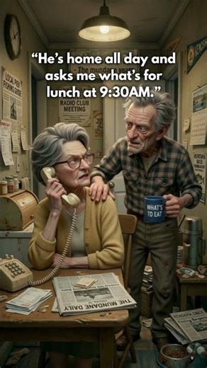 RETIREE MESS: IT'S NOT EVEN NOON AND HE'S ASKING FOR LUNCH.