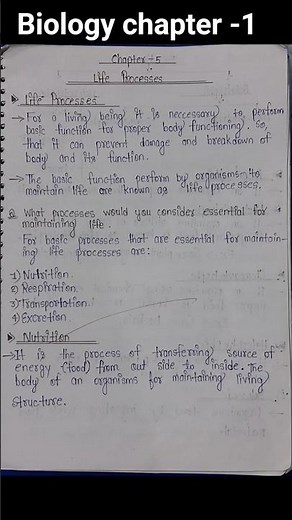 Life Processes Biology Chapter- 1 | Class 10| Topper Notes 🔥# Biology #study Notes # Shorts