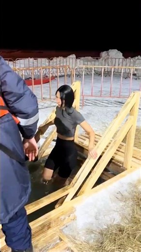 part695#Beautiful👙Girl in#ICE COLD#Water❄️#Winter#BaptismIce Cold#Water🧊Challenge😱#IceBath Baptized