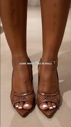 Beautiful white toes in brown net heels (asmr) #asmr #asmrmassage #feet #footmassage #heels
