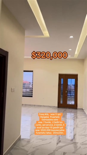 #Fooq #iib, waa 11 qol #Hargeisa #xaafada #Gantaalaha soke waa 7 hurdo, 2 fadhi iyo cunto, qol service, 2 kijinkii, 5 suuli iyo dayr 10 gaadhi gal. #waa $320,000. baayaacadna furantahy tahay 25mx25m. ■ La xidhiidh nambarada hoose:--- .me/+252634747476 Part 7 | Rasmi Real estate | Facebook