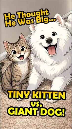 Tiny Kitten Meets Giant Dog—The Ending Is Not What You’d Expect! #shorts