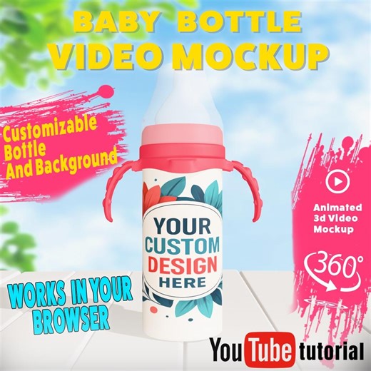 Animated Baby Bottle Mockup | Customizable 3D Video | No Software Needed (browser-based) - Etsy
