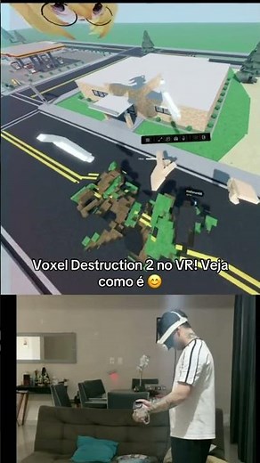 Veja como é jogar o Voxel destruction 2 na realidade virtual meta quest 3 Roblox VR