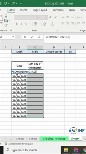 Learn to find out last day of the month on Excel. Join our Excel training course today. : : #ComputerInstitute #MSExcel #ExcelTraining #ComputerClasses #SkillDevelopment #JobOrientedCourse #BasicComputer #ExcelForBeginners #PracticalLearning #DigitalSkills | Amzine Institute