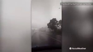 A tornado spun through North Haven, CT Wednesday. Watch as this driver veers off the road to avoid the small twister! | AccuWeather