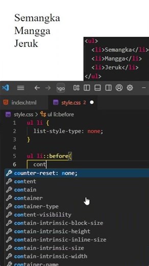 CSS Tutorial: Custom List Style Type dengan ::before ⚡