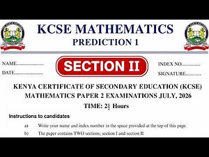 KCSE Prediction 1 – Mathematics Paper 2 - Section II | 2026