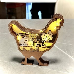 Wooden Chicken Lamp, Farmhouse Decor Night Light, LED Rooster Silhouette, Rustic Country Home Accent, Chicken Lover Gift - Etsy