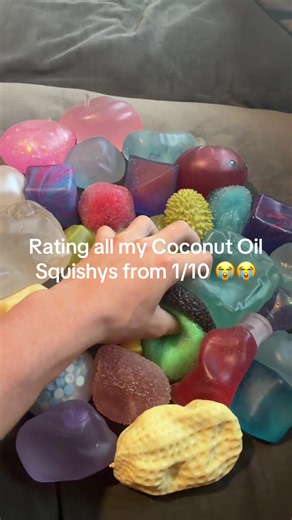 Rating all my coconut oil squishys from 1/10 with almost all of these being almost perfect because the coconut oil texture is js amazing bro they’re also all from SquishyCentrals TikTok shop if you want one for yourself 😭😭 #squishy #fyp #squishyreview #satisfyingvideo #coconutoilsquishy