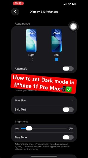 How to set Dark mode in IPhone 11 Pro Max📲✅ #iphone #darkmode #11promax #tutorial