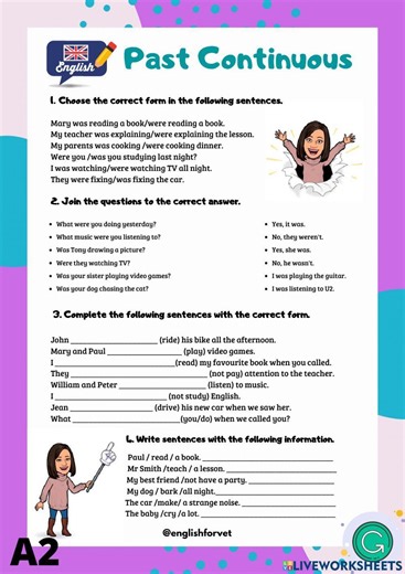 Past Continuous online exercise for A2