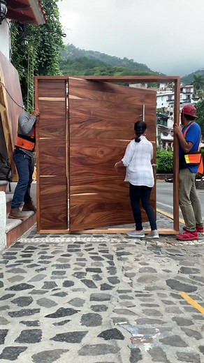 Modern Wooden Door Installation in Outdoor Settings