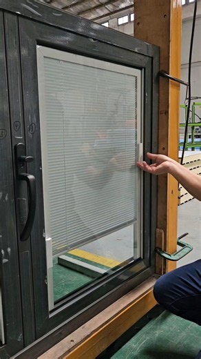 Built-in magnetically controlled blinds capable of vertical sliding and slat angle adjustment