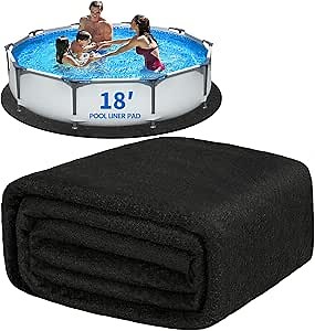 18 FT Round Pool Liner Pad for Above Ground Swimming Pool Pad, Seamless Under Pool Padding Puncture Resistant Pool Mat, Durable Geotextile Material, Extends Life to The Liner