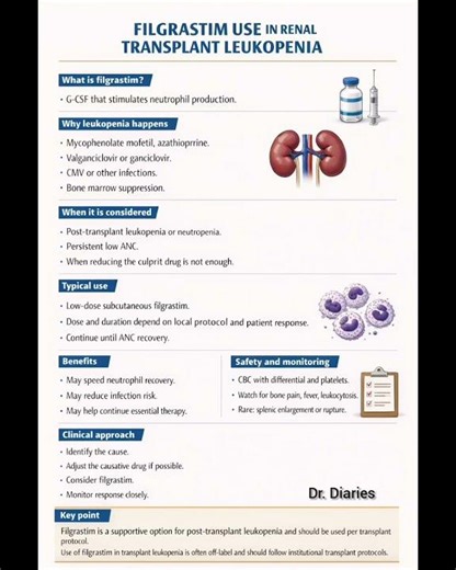 Filgrastim in Renal Transplant Leukopenia | When & How It’s Used #shorts #trending #kidneytransplant