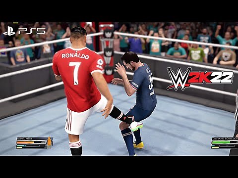 WWE 2K22 - Cristiano Ronaldo vs. Lionel Messi - WWE Championship Match at WrestleMania Main Event 4K